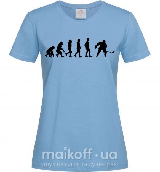 Женская футболка Эволюция хоккей Голубой фото