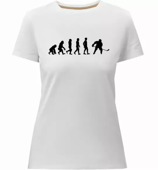 Женская премиум футболка Еволюція хокей Белый фото