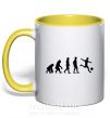 Чашка с цветной ручкой Эволюция футбол Солнечно желтый фото