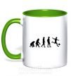 Чашка з кольоровою ручкою Эволюция футбол Зелений фото