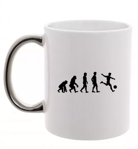 Чашка с цветной ручкой Еволюція футбол Серебро фото