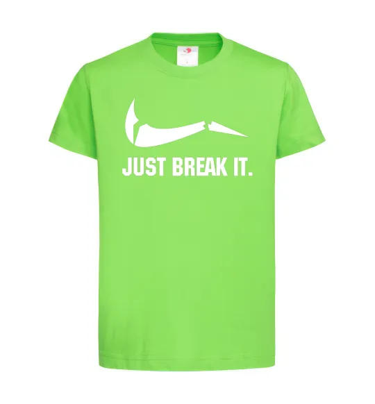 Дитяча футболка Just break it Лаймовий фото