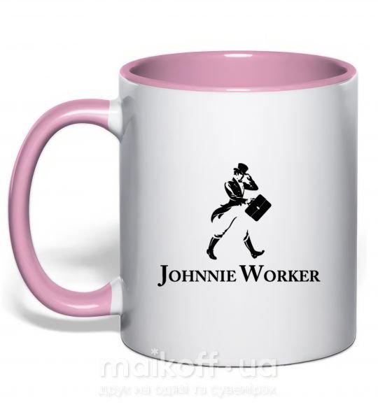 Чашка з кольоровою ручкою Johnnie Worker Ніжно рожевий фото