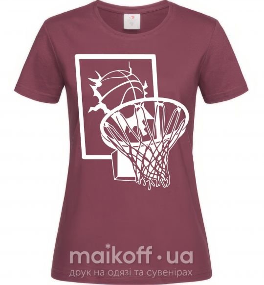 Женская футболка Баскетбольное кольцо и мяч Бордовый фото