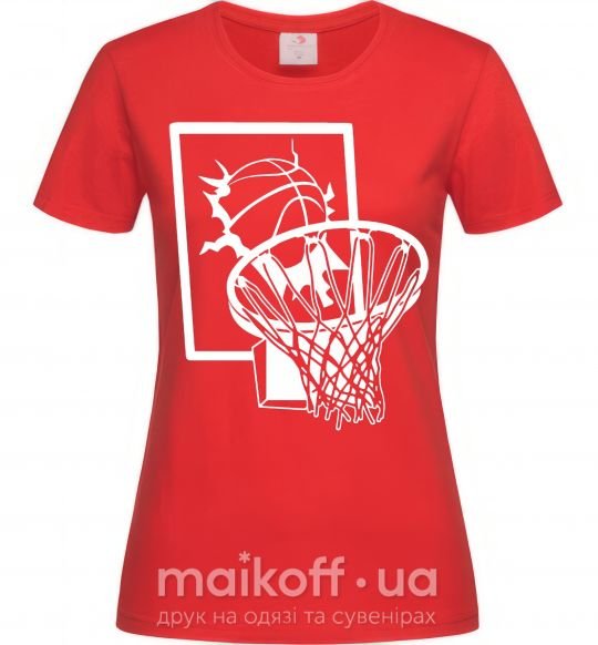 Женская футболка Баскетбольное кольцо и мяч Красный фото