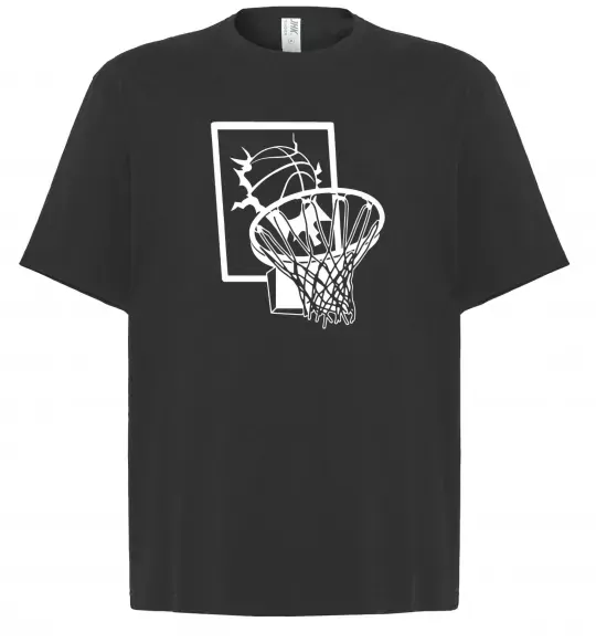 Футболка Оверсайз Баскетбольний м'яч та кільце Черный фото