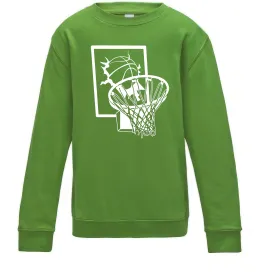 Дитячий світшот Баскетбольний м'яч та кільце Лаймовий фото