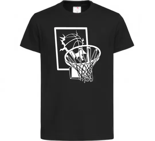 Дитяча футболка Баскетбольний м'яч та кільце Чорний фото