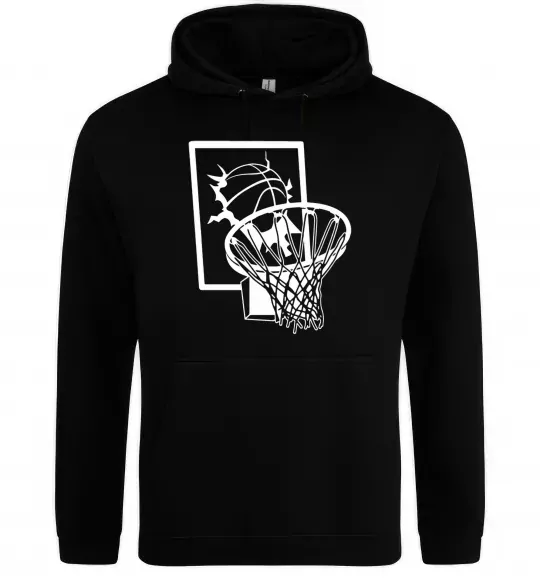 Мужская толстовка (худи) Баскетбольний м'яч та кільце Черный фото