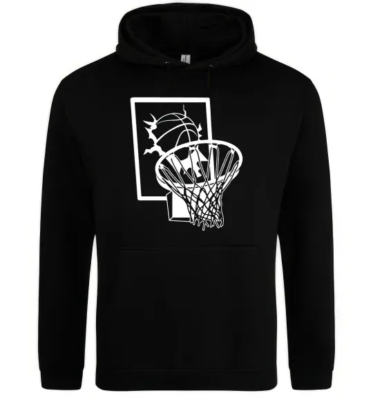 Женская толстовка (худи) Баскетбольний м'яч та кільце Черный фото