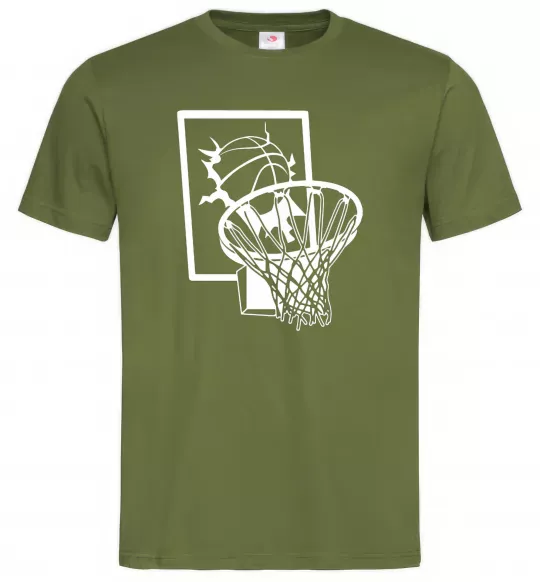 Мужская футболка Баскетбольний м'яч та кільце Оливковый фото
