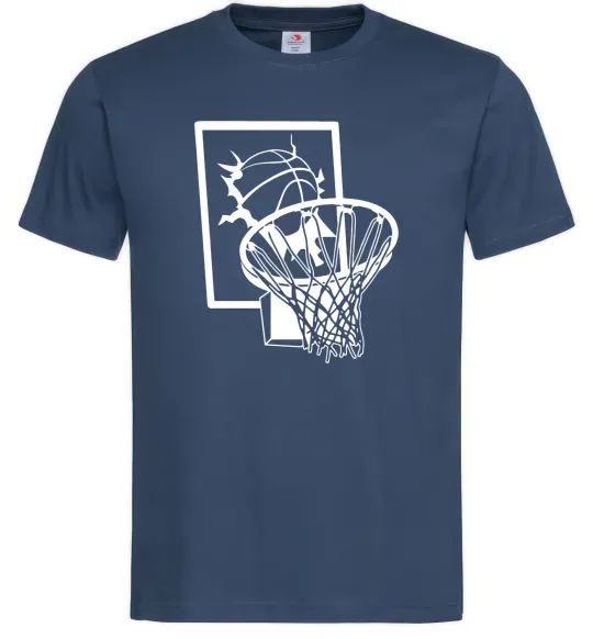 Мужская футболка Баскетбольний м'яч та кільце Темно-синий фото