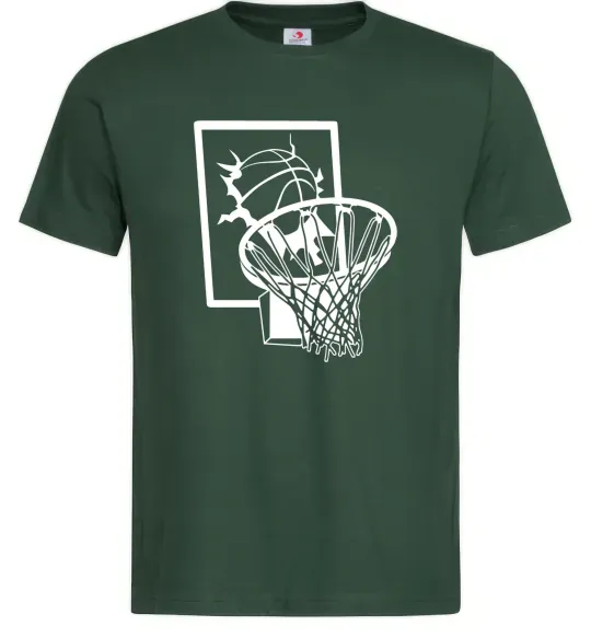 Мужская футболка Баскетбольний м'яч та кільце Темно-зеленый фото