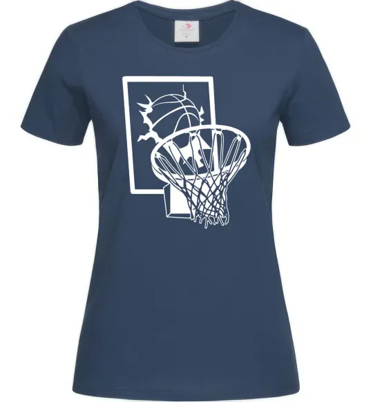 Женская футболка Баскетбольний м'яч та кільце Темно-синий фото