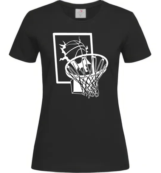 Женская футболка Баскетбольний м'яч та кільце Черный фото