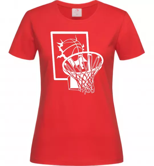 Женская футболка Баскетбольний м'яч та кільце Красный фото