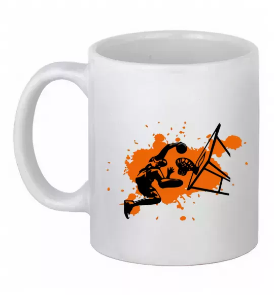 Чашка керамічна Баскетболіст бризки Білий фото