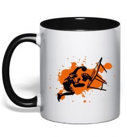 Чашка с цветной ручкой Баскетболіст бризки Чашка с цветной ручкой Баскетболіст бризки