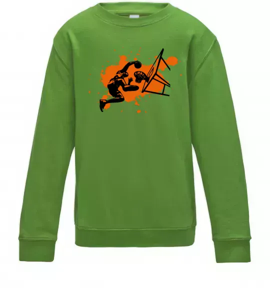 Детский Свитшот Баскетболіст бризки Лаймовый фото