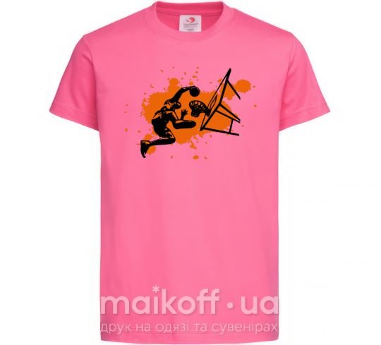 Детская футболка Баскетболист брызги Ярко-розовый фото