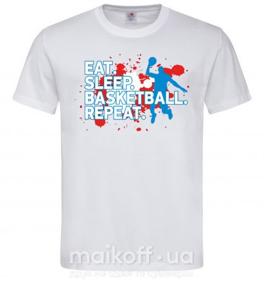 Мужская футболка Eat sleep basketball repeat Белый фото