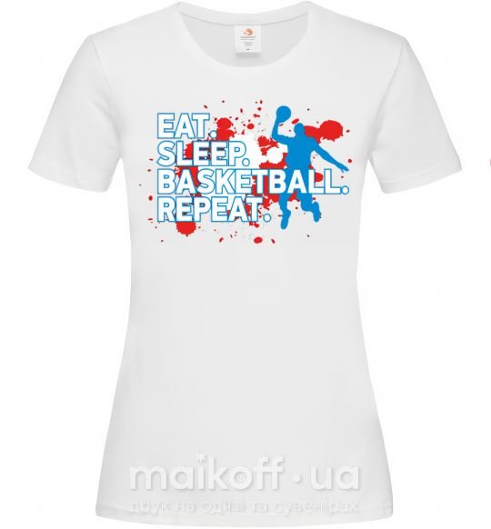 Жіноча футболка Eat sleep basketball repeat Білий фото