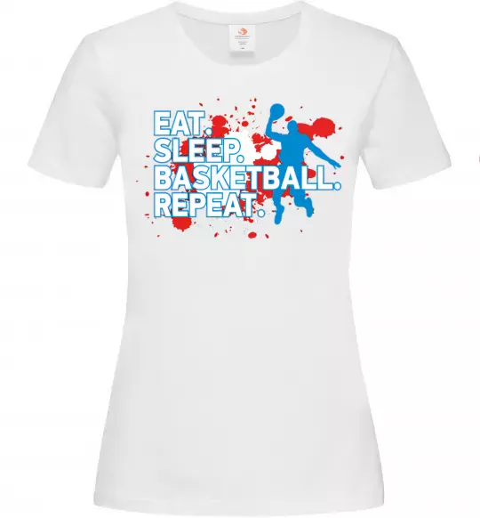 Женская футболка Eat sleep basketball repeat Белый фото