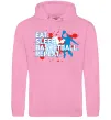 Мужская толстовка (худи) Eat sleep basketball repeat Розовый фото