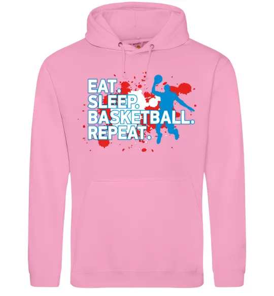 Женская толстовка (худи) Eat sleep basketball repeat Розовый фото