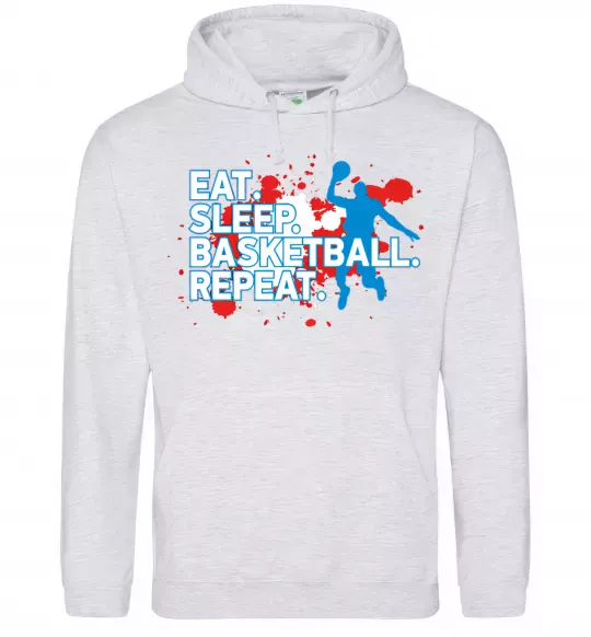 Жіноча толстовка (худі) Eat sleep basketball repeat Сірий меланж фото