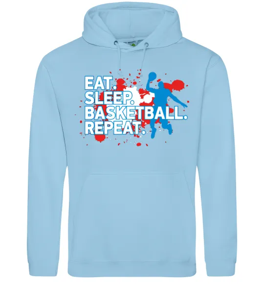 Женская толстовка (худи) Eat sleep basketball repeat Голубой фото