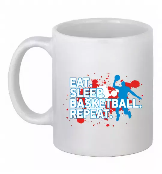 Чашка керамічна Eat sleep basketball repeat Білий фото