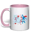 Чашка с цветной ручкой Eat sleep basketball repeat Нежно розовый фото
