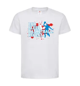 Детская футболка Eat sleep basketball repeat Белый фото