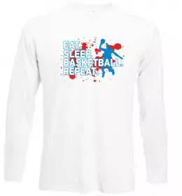 Лонгслив Eat sleep basketball repeat Белый фото