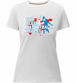 Жіноча преміум футболка Eat sleep basketball repeat