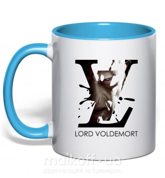 Чашка с цветной ручкой Lord Voldemort Голубой фото