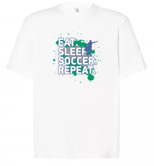 Футболка Оверсайз Eat sleep soccer repeat Білий фото