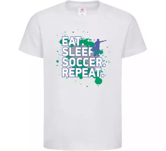 Дитяча футболка Eat sleep soccer repeat Білий фото