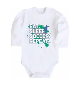 Детский боди Eat sleep soccer repeat Белый фото