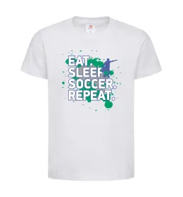 Детская футболка Eat sleep soccer repeat Белый фото