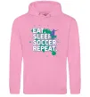 Мужская толстовка (худи) Eat sleep soccer repeat Розовый фото