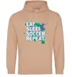 Мужская толстовка (худи) Eat sleep soccer repeat Песочный Мужская толстовка (худи) Eat sleep soccer repeat Песочный фото