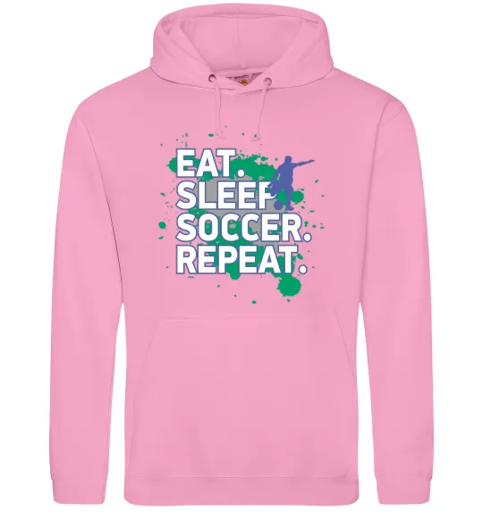 Жіноча толстовка (худі) Eat sleep soccer repeat Рожевий фото