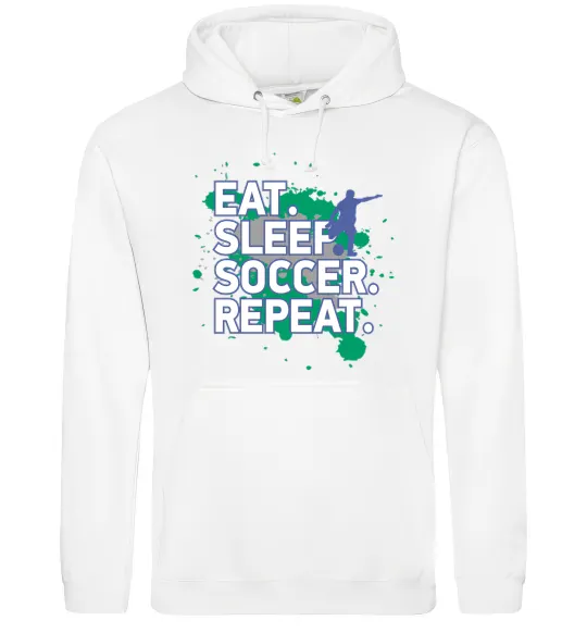 Жіноча толстовка (худі) Eat sleep soccer repeat Білий фото