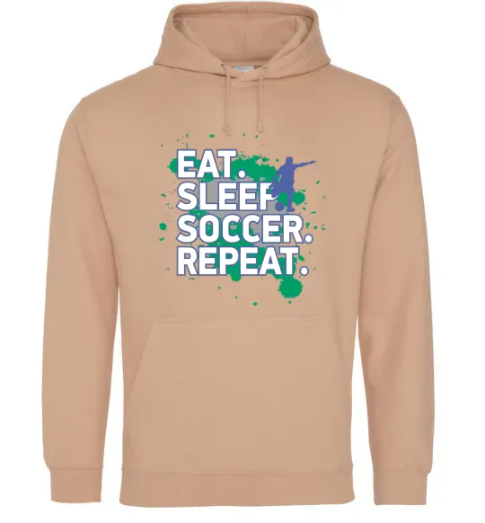 Жіноча толстовка (худі) Eat sleep soccer repeat Пісочний фото
