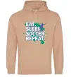 Жіноча толстовка (худі) Eat sleep soccer repeat Пісочний фото