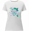 Женская премиум футболка Eat sleep soccer repeat Белый фото