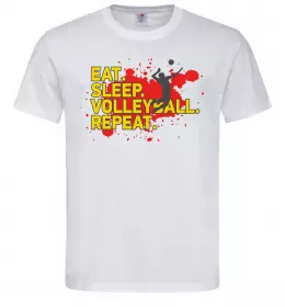 Мужская футболка Eat sleep volleyball repeat Белый фото