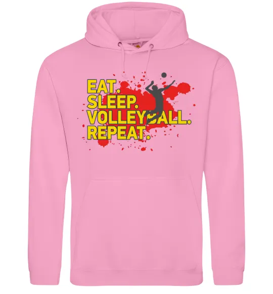 Чоловіча толстовка (худі) Eat sleep volleyball repeat Рожевий фото